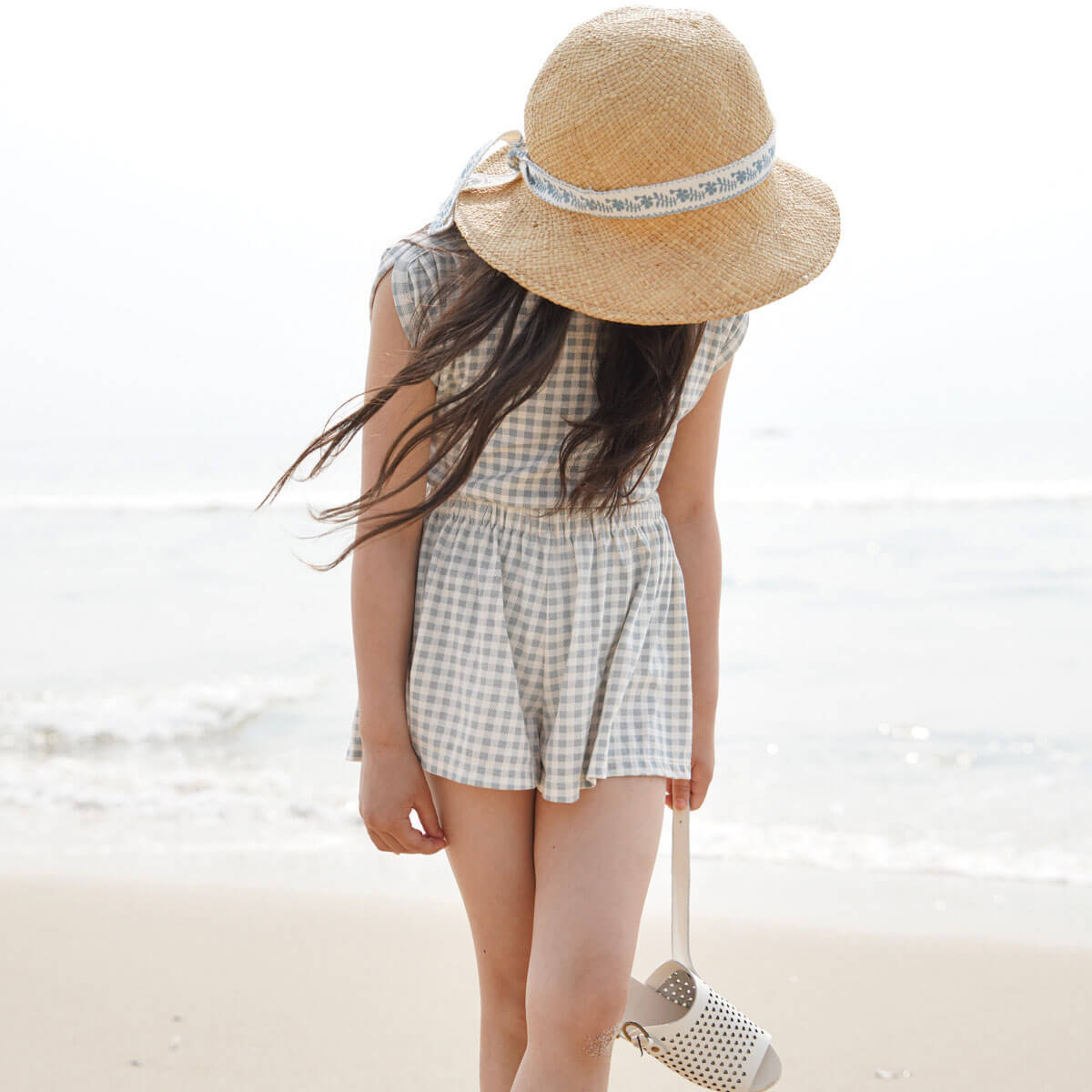 Block Skort in Gingham Print Azul by Soor Ploom – Junior Edition