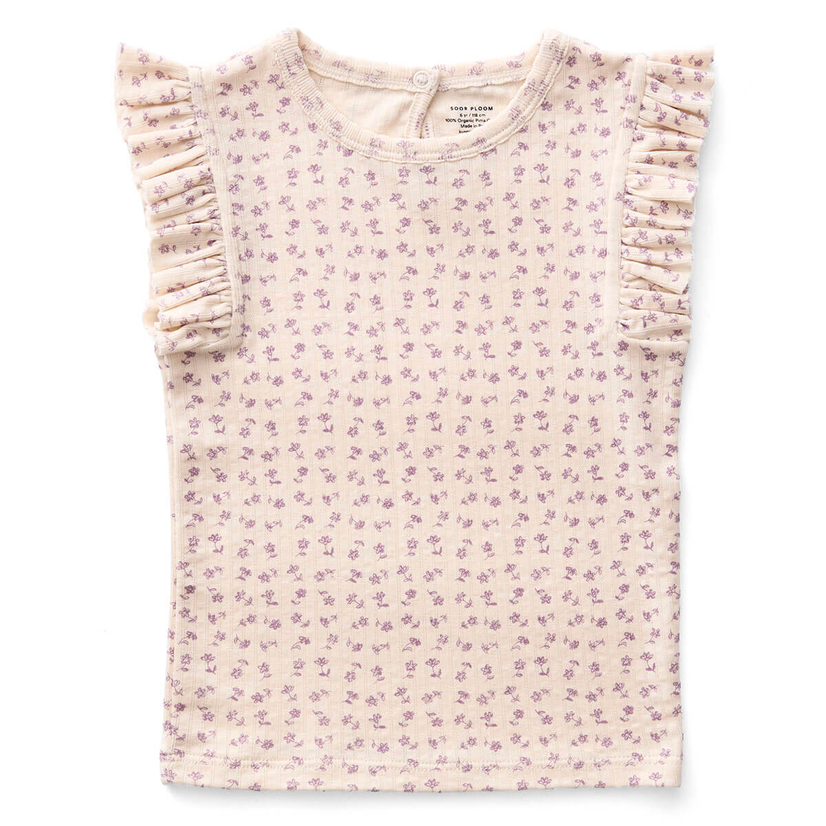 Kids' Frill Tee in Chicweed Print Pointelle Pansy by Soor Ploom
