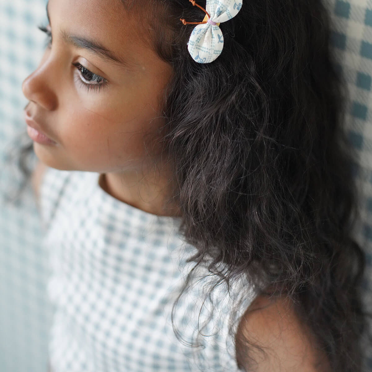 Kids' Lake Tee in Gingham Print Azul by Soor Ploom | Organic Pima