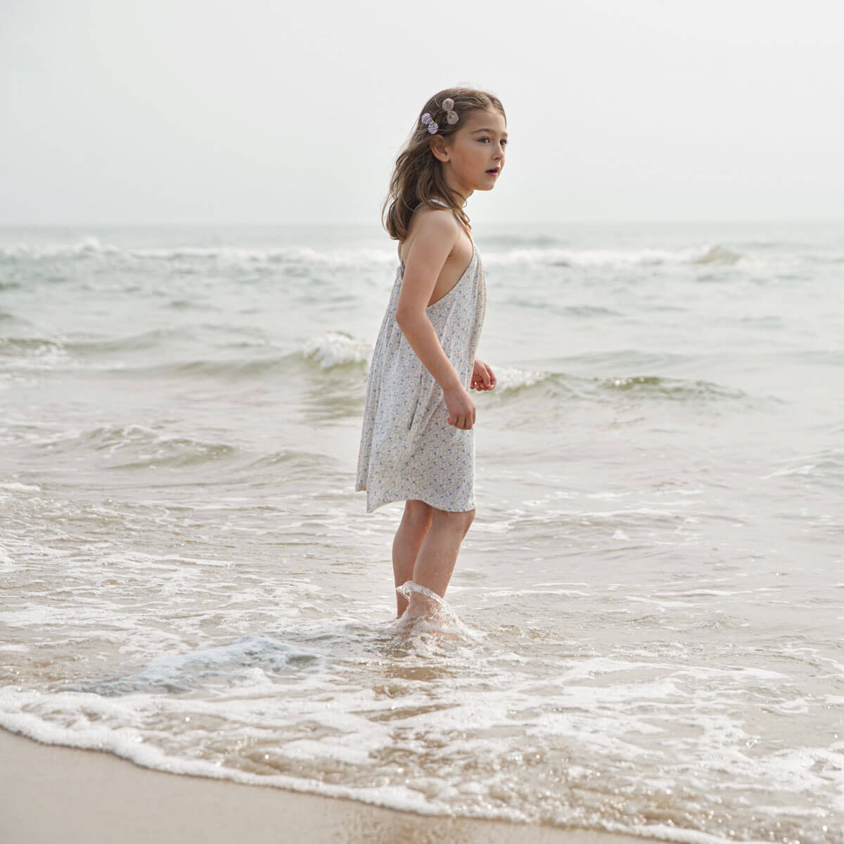 Kids' Loop Dress in Flower Press Print Azul by Soor Ploom – Junior