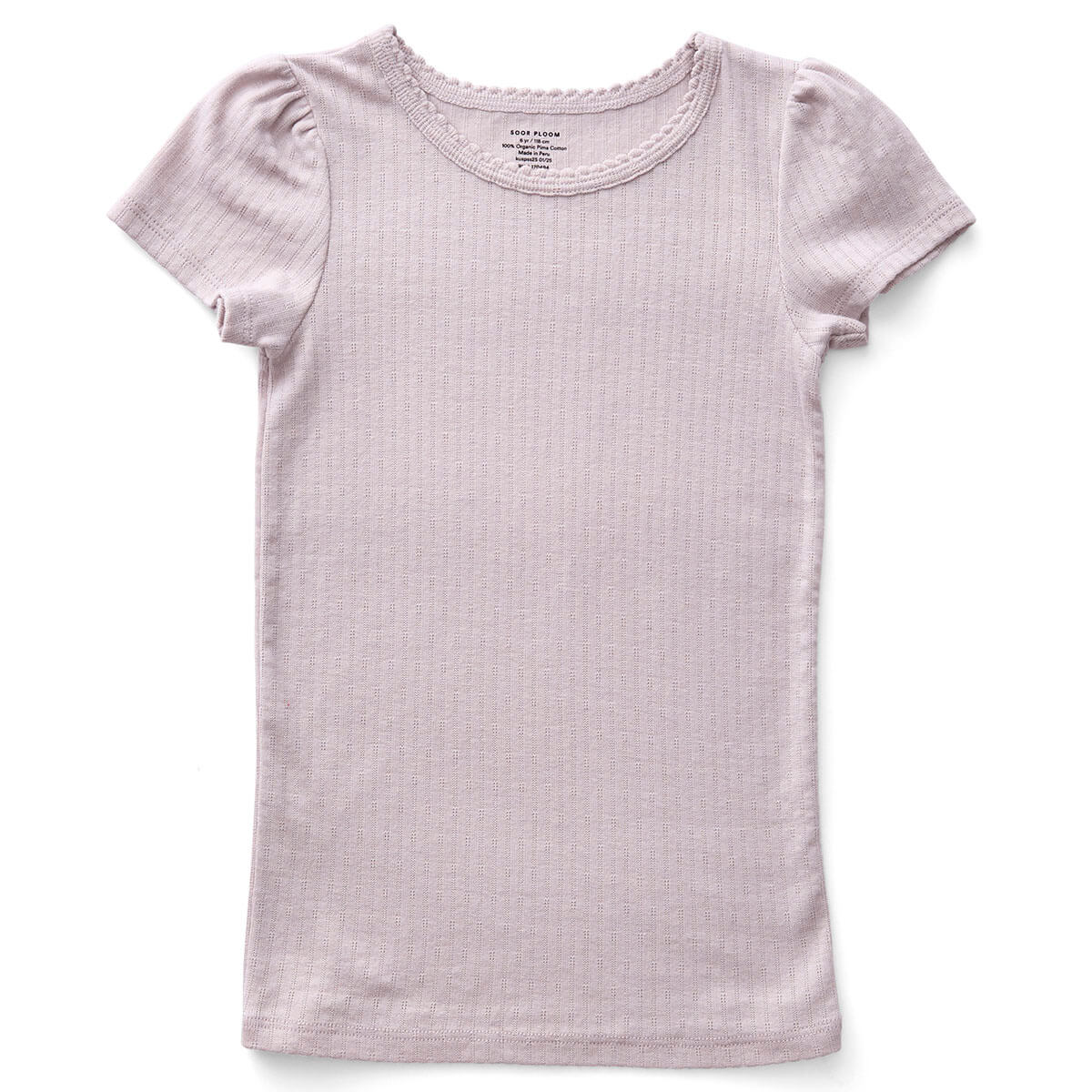 Kids' Pouf Tee in Seashell Pointelle by Soor Ploom | Organic Pima Kids' Pouf Tee in Seashell Pointelle by Soor Ploom | Organic Pima