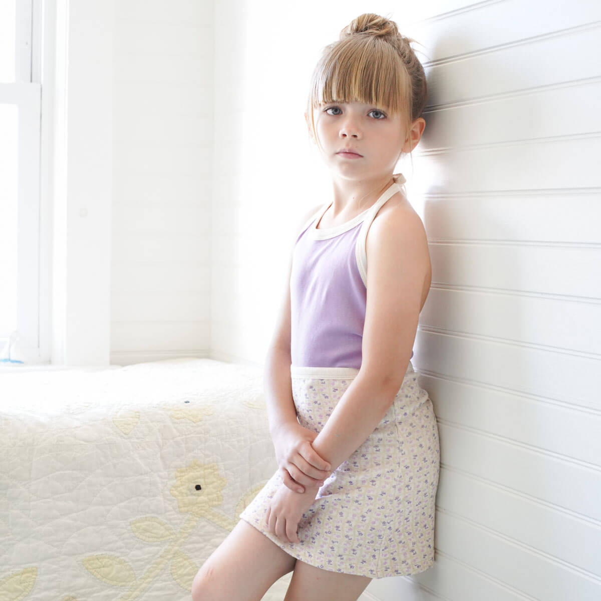 Kids' Tie Halter in Pansy by Soor Ploom | Organic Pima Cotton