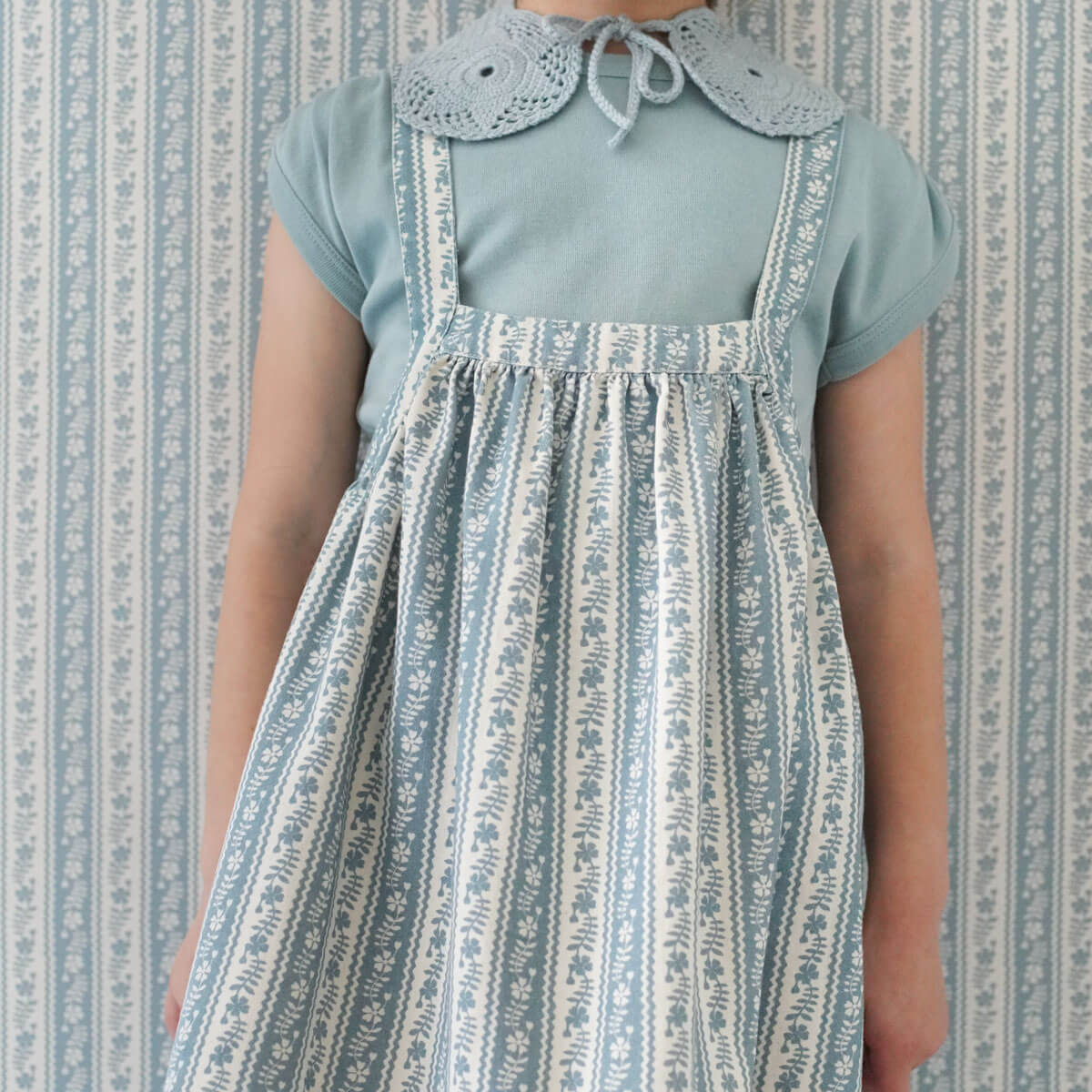 Eloise Pinafore in Lattice Print Azul by Soor Ploom