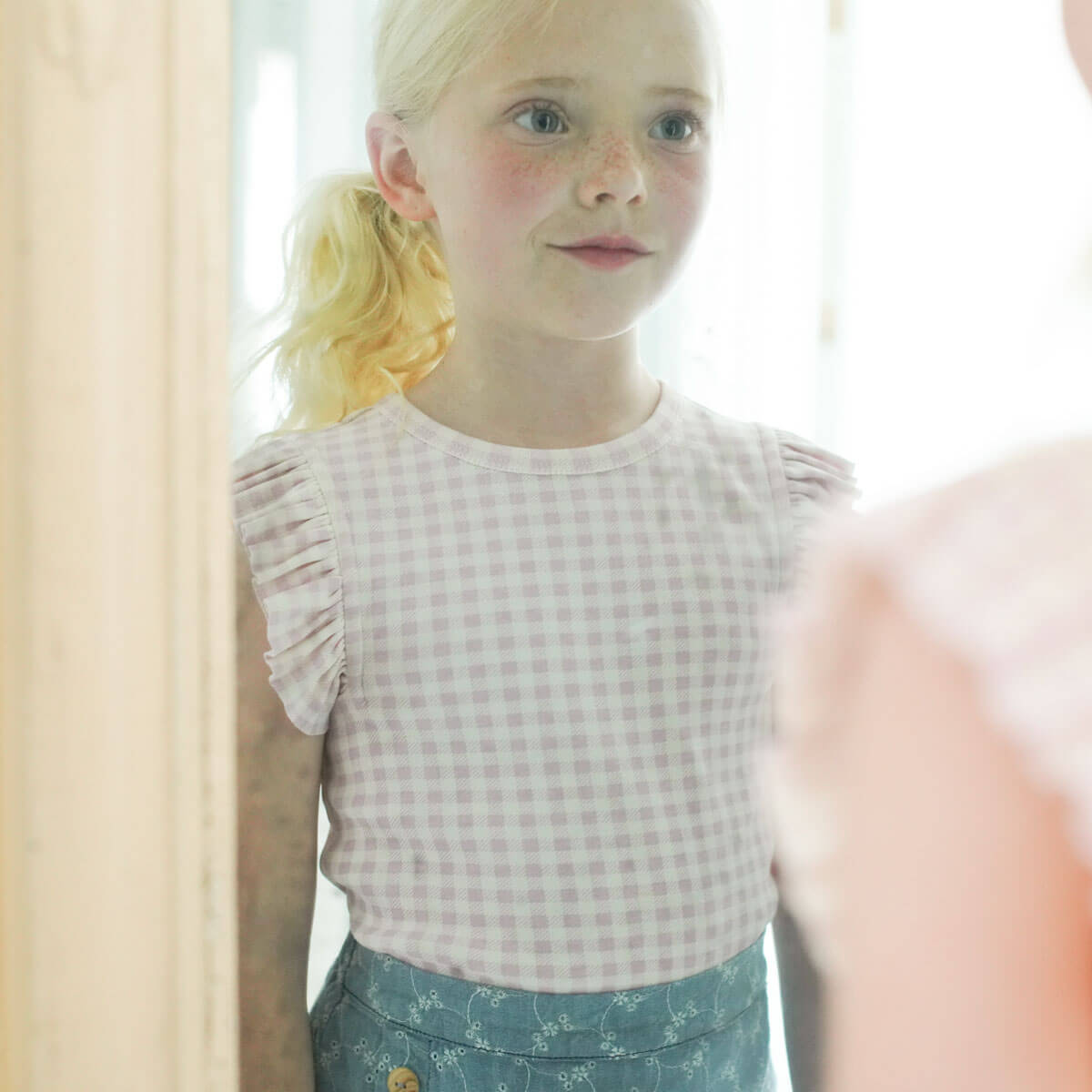 Olive Skort in Embroidered Denim by Soor Ploom – Junior Edition