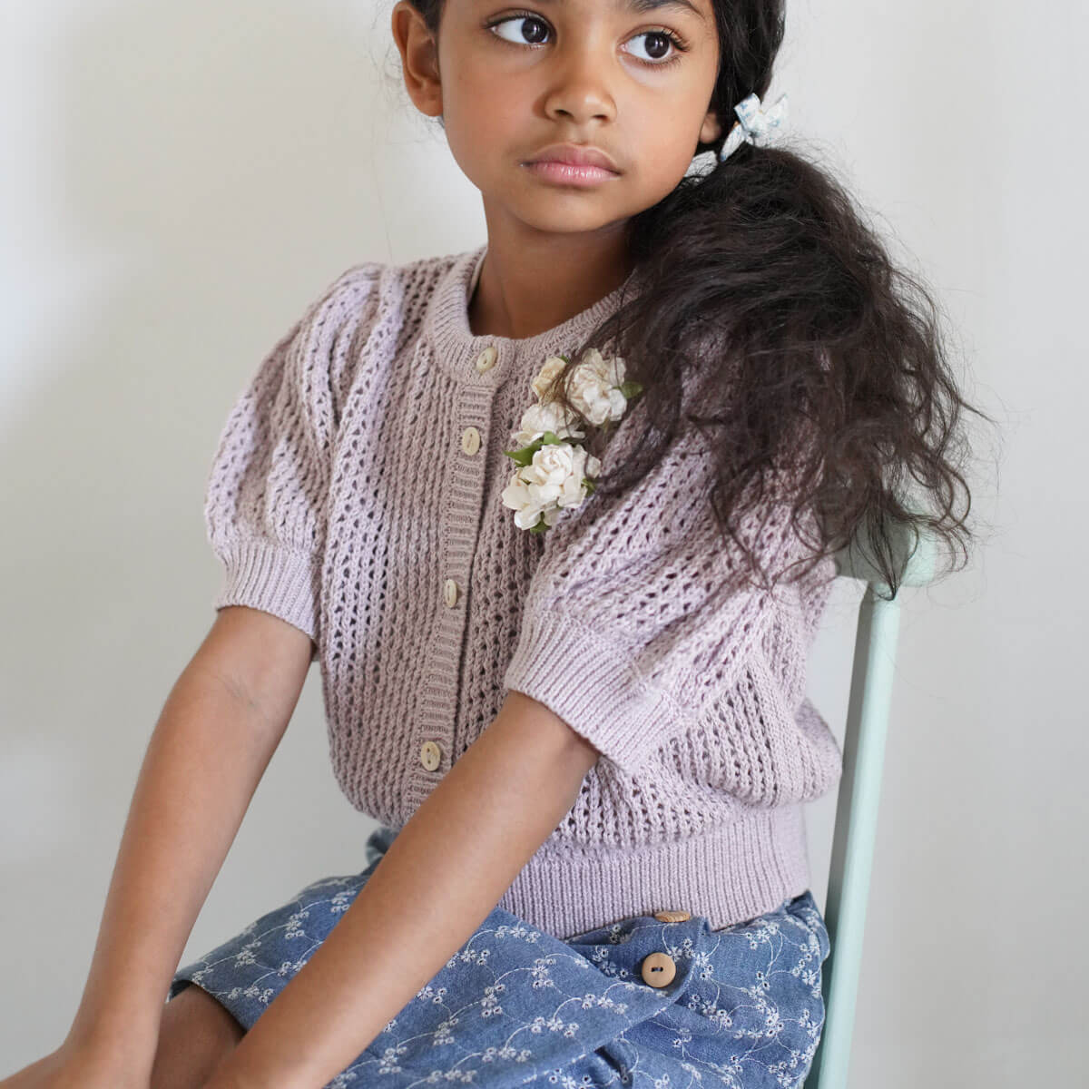 Olive Skort in Embroidered Denim by Soor Ploom – Junior Edition
