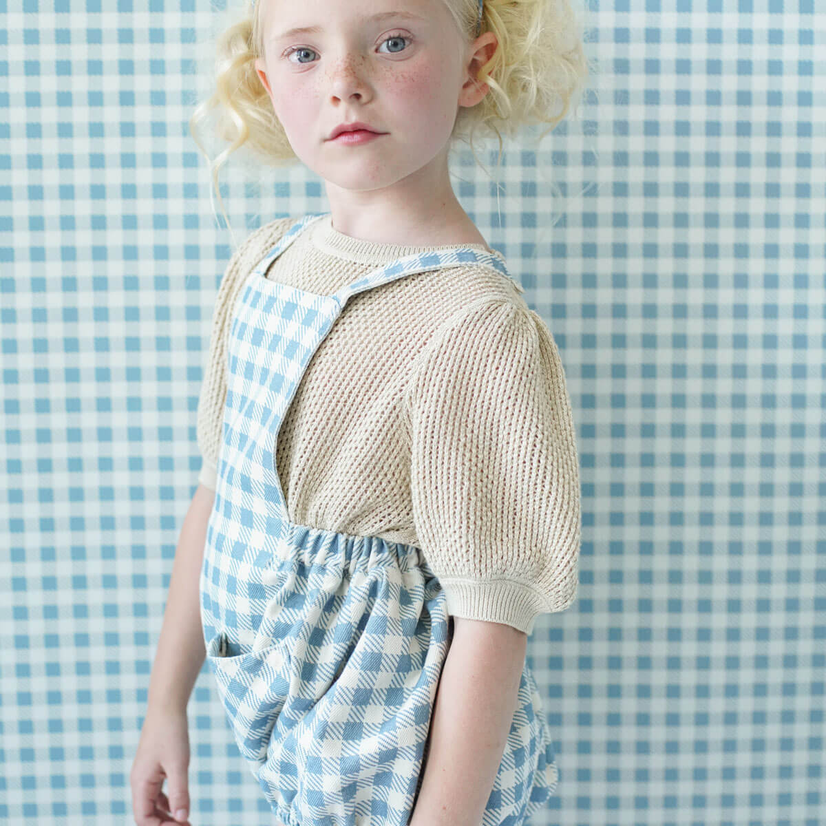 Oona Romper in Gingham Print Azul by Soor Ploom – Junior Edition