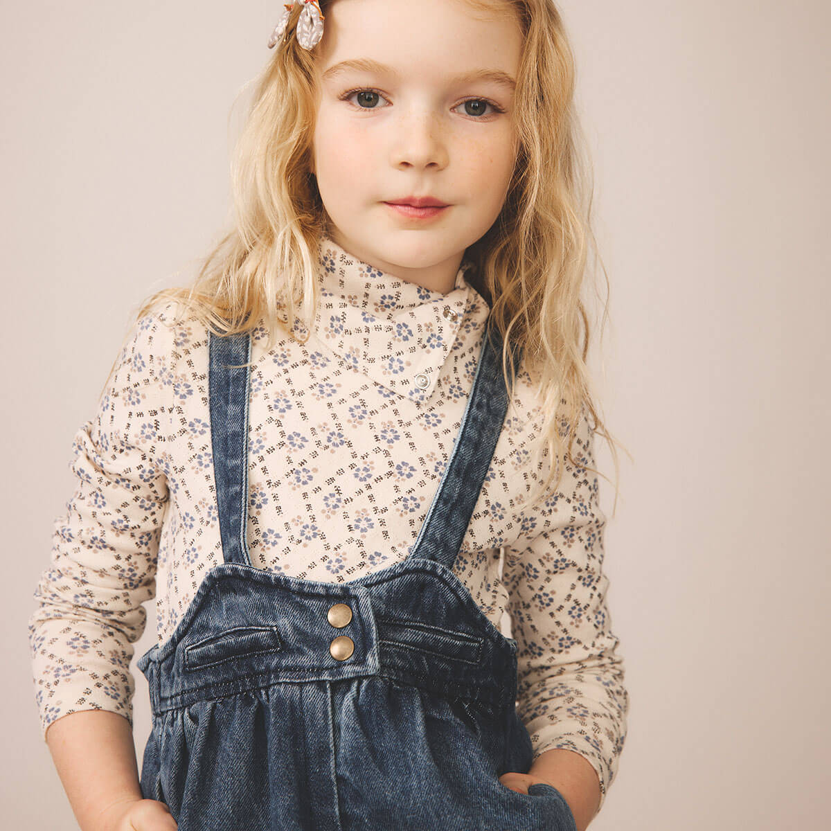 Snap Turtleneck in Trellis Print / Powder by Soor Ploom