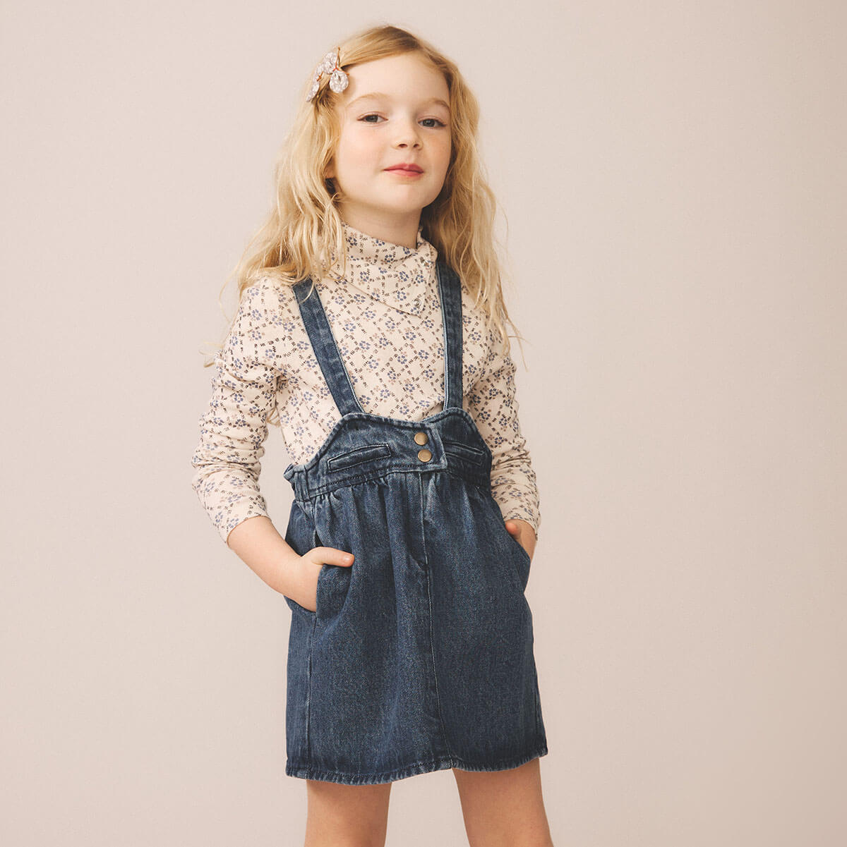 Snap Turtleneck in Trellis Print / Powder by Soor Ploom