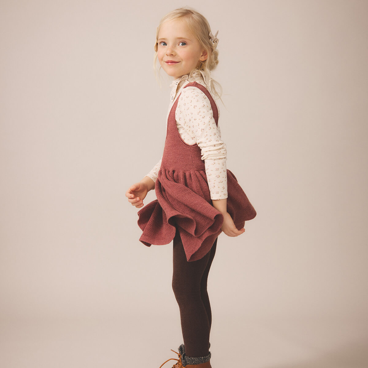 Sage Pinafore in Cherry by Soor Ploom – Junior Edition