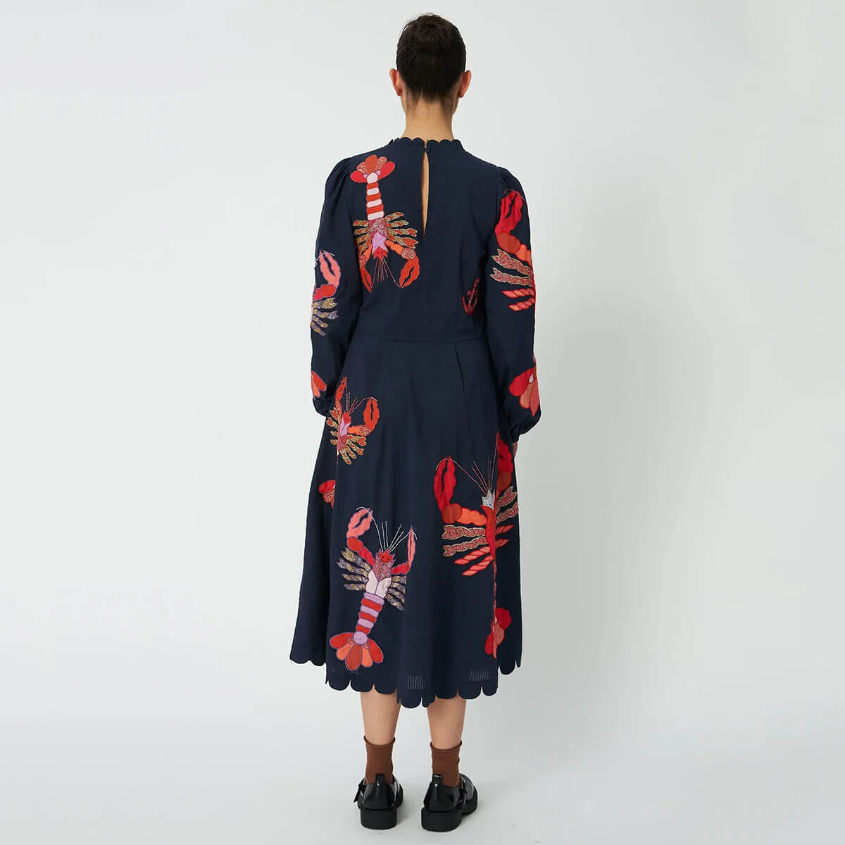 Embroidered Midi Dress in Navy by Stella Nova