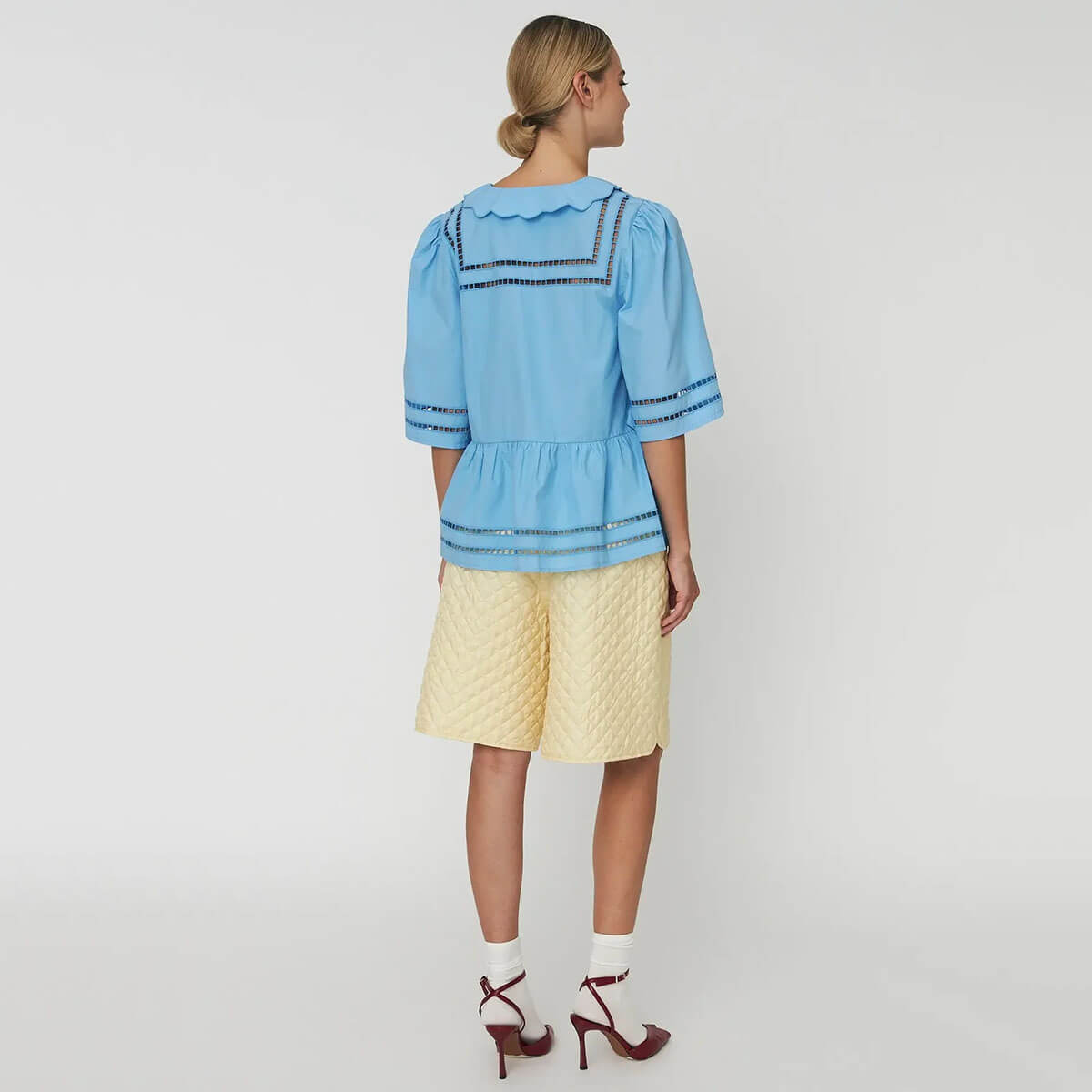Top With Scallop Edge Collar in Blue Coral by Stella Nova