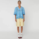 Top With Scallop Edge Collar in Blue Coral by Stella Nova