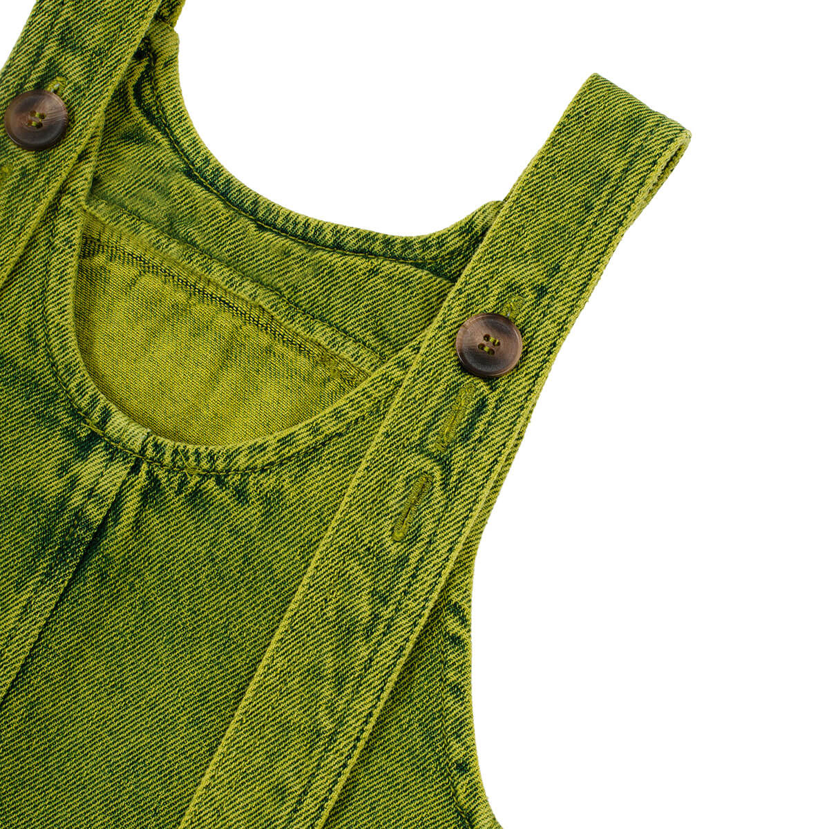 Kai Overdye Denim Dungarees in Acid Green by Studio Koter