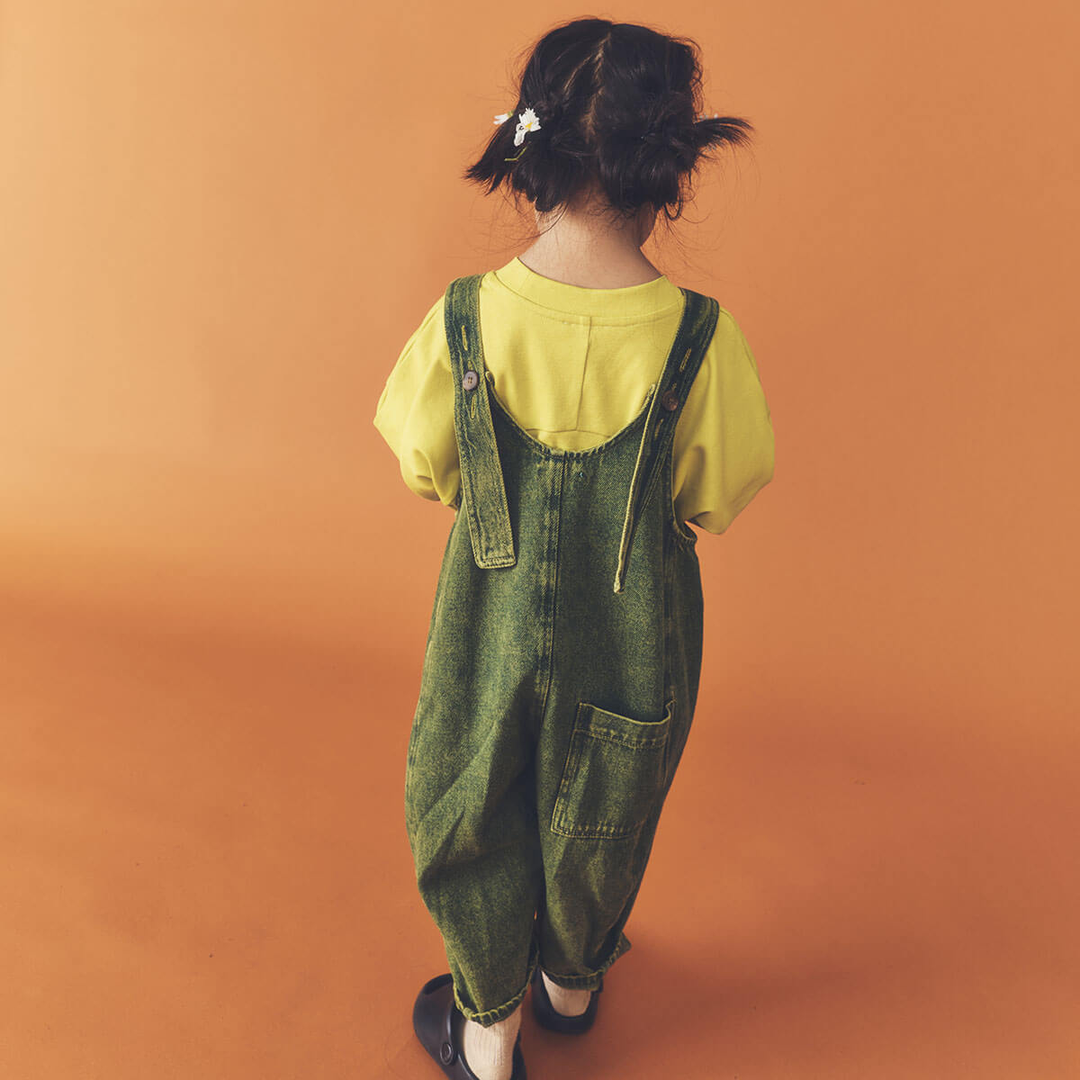 Kai Overdye Denim Dungarees in Acid Green by Studio Koter