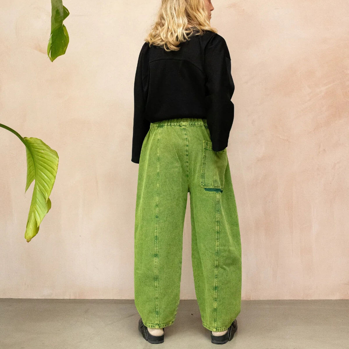 Manu Overdye Denim Trousers in Acid Green by Studio Koter