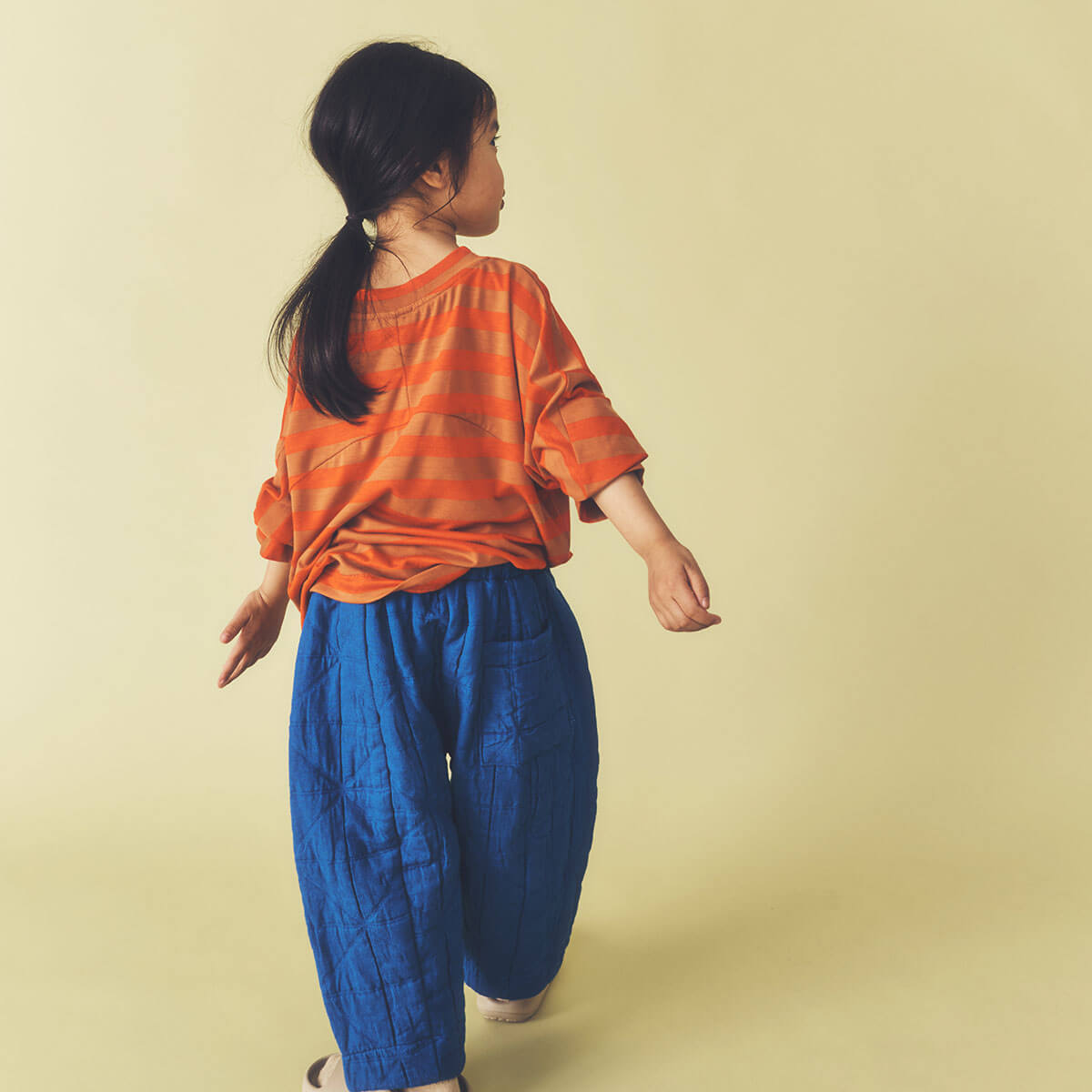 Yuki Long Sleeve Tee in Orange Stripe by Studio Koter