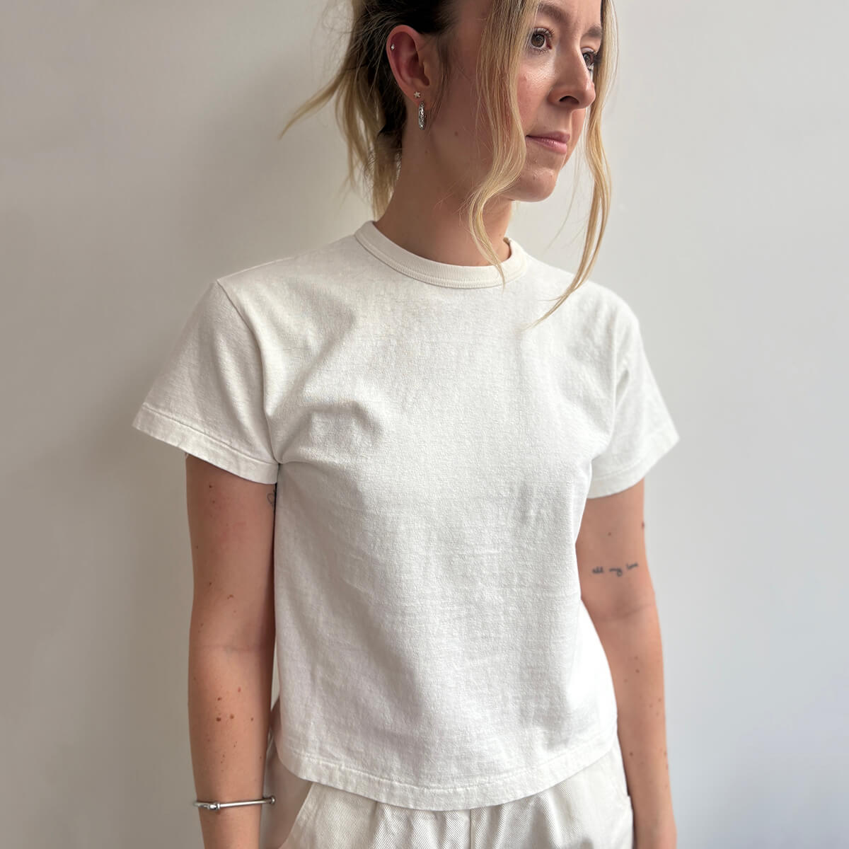 Hi-Aka Pigment Dyed Short Sleeved T-Shirt in Blanc De Blanc by Sunray Spirit