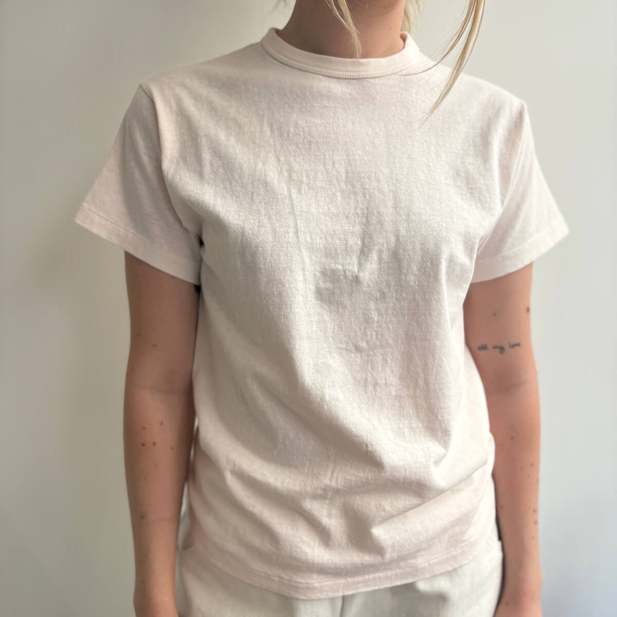 Hi-Aka Pigment Dyed Short Sleeved T-Shirt in Delicacy by Sunray Spirit
