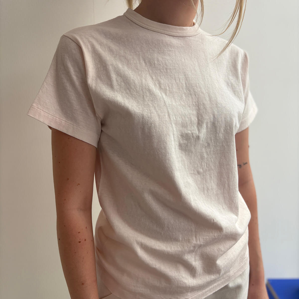 Hi-Aka Pigment Dyed Short Sleeved T-Shirt in Delicacy by Sunray Spirit