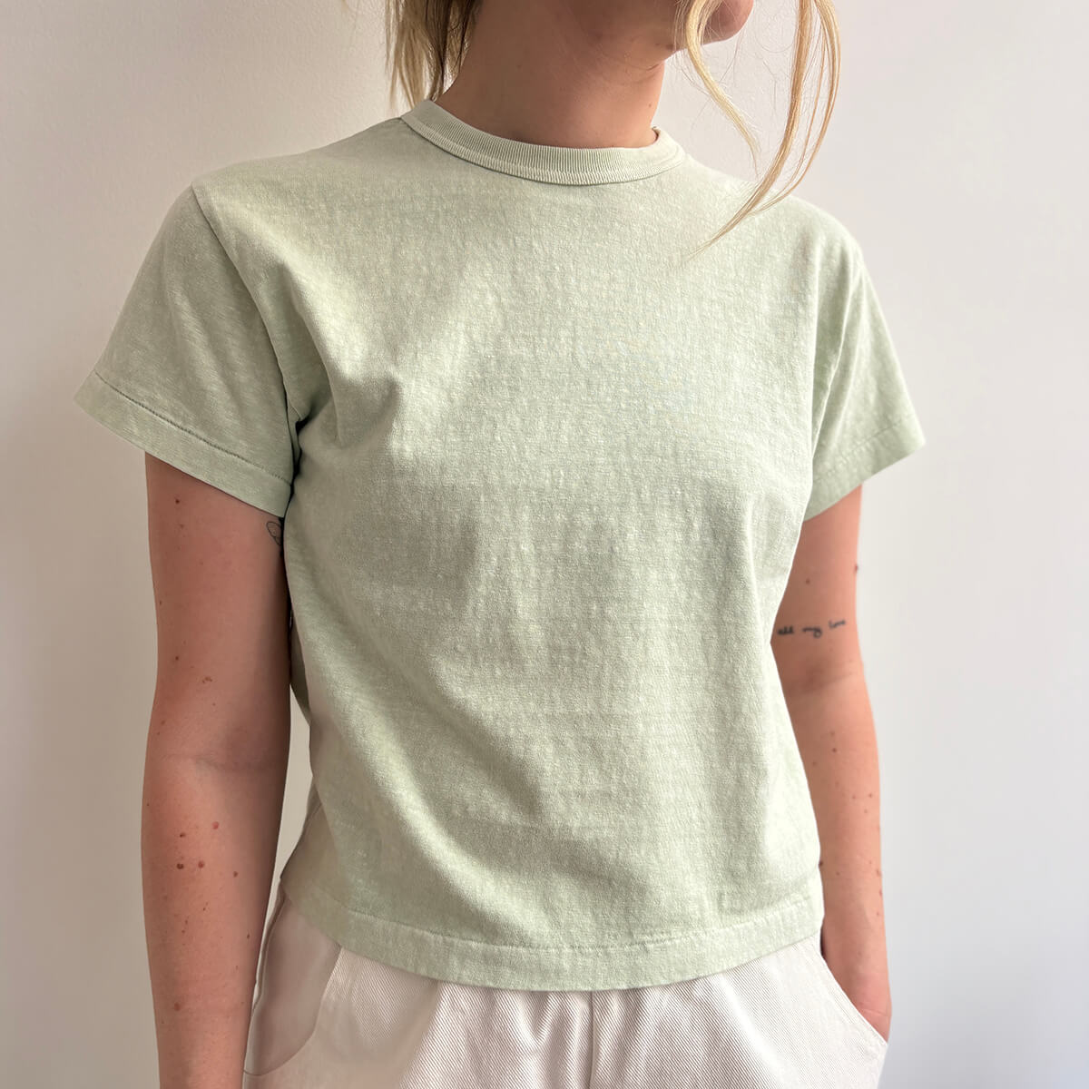 Hi-Aka Pigment Dyed Short Sleeved T-Shirt in Seafoam by Sunray Spirit