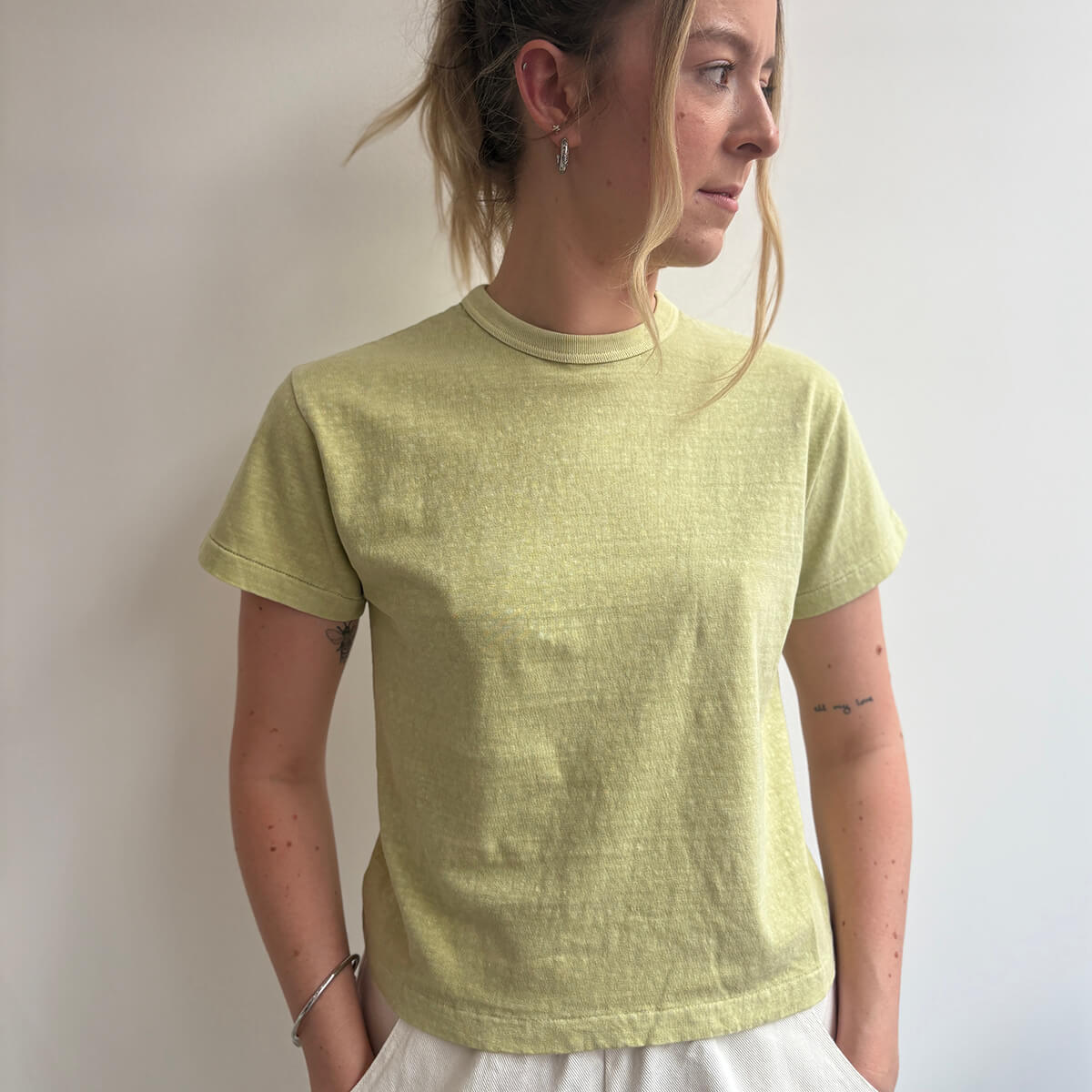 Hi-Aka Pigment Dyed Short Sleeved T-Shirt in Winter Pear by Sunray Spirit
