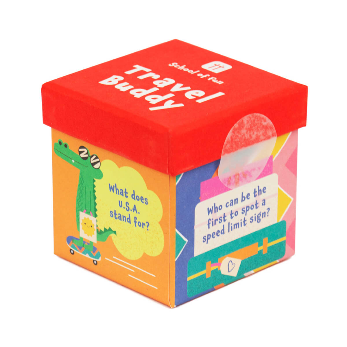 School of Fun - Travel Buddy Trivia Box by Talking Tables – Junior Edition