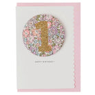 Age 1 Badge Greetings Card in Michelle Lilac Liberty Print by The Charming Press