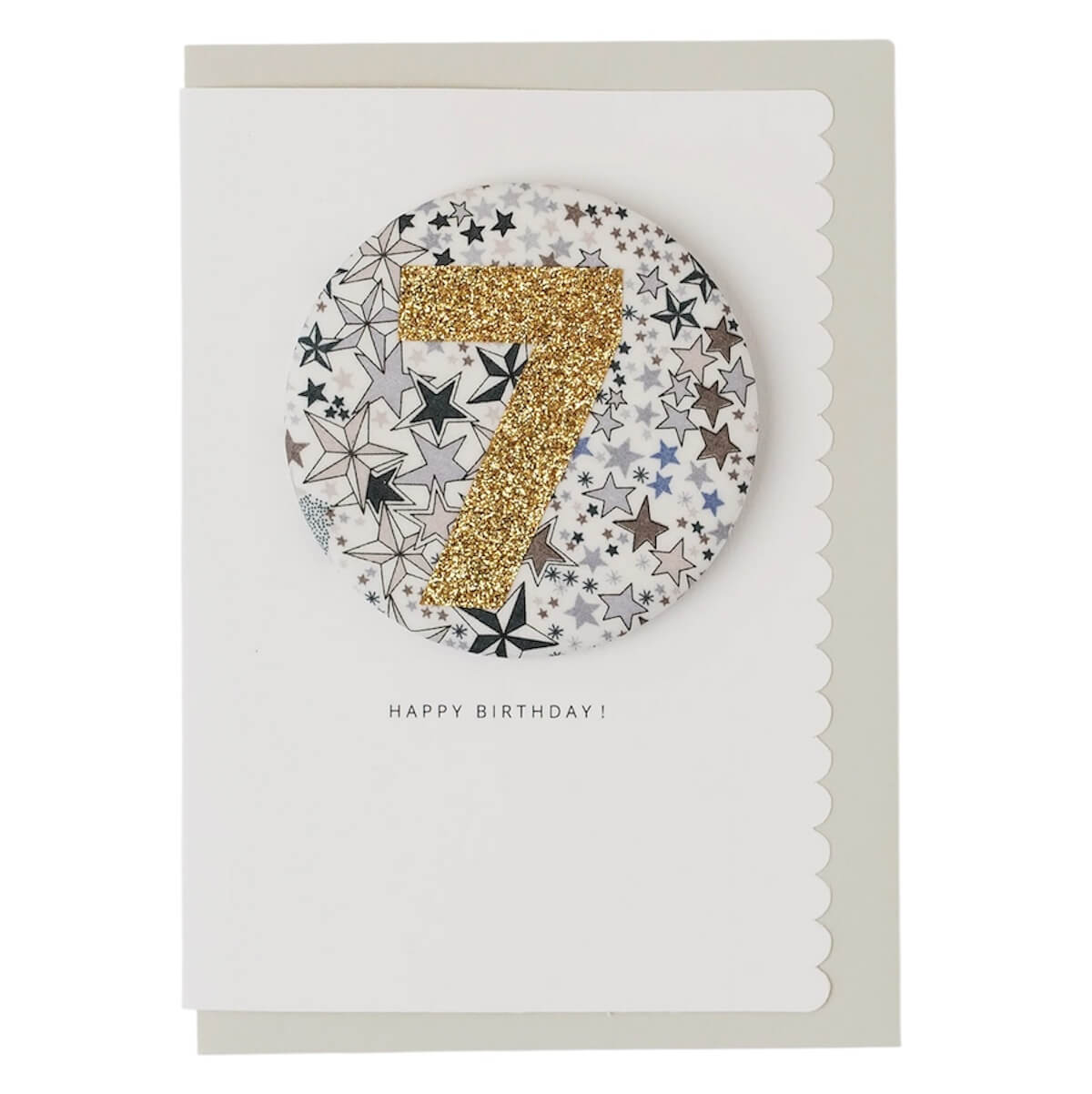 Age 7 Badge Greetings Card in Adelajda's Wish Liberty Print by The Charming Press