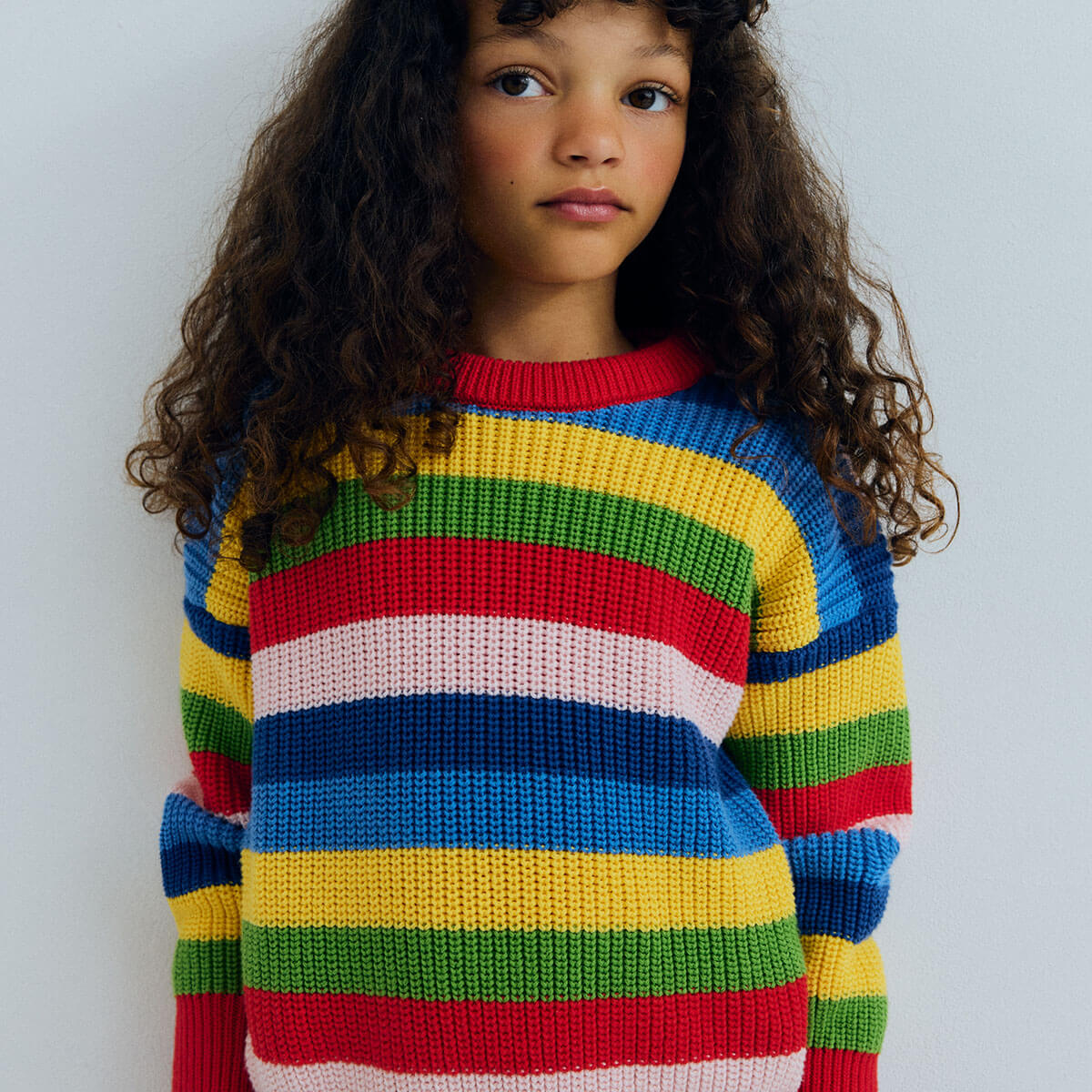 Kids' Canela Jumper in Tulip Red Multicolour Stripes by The New