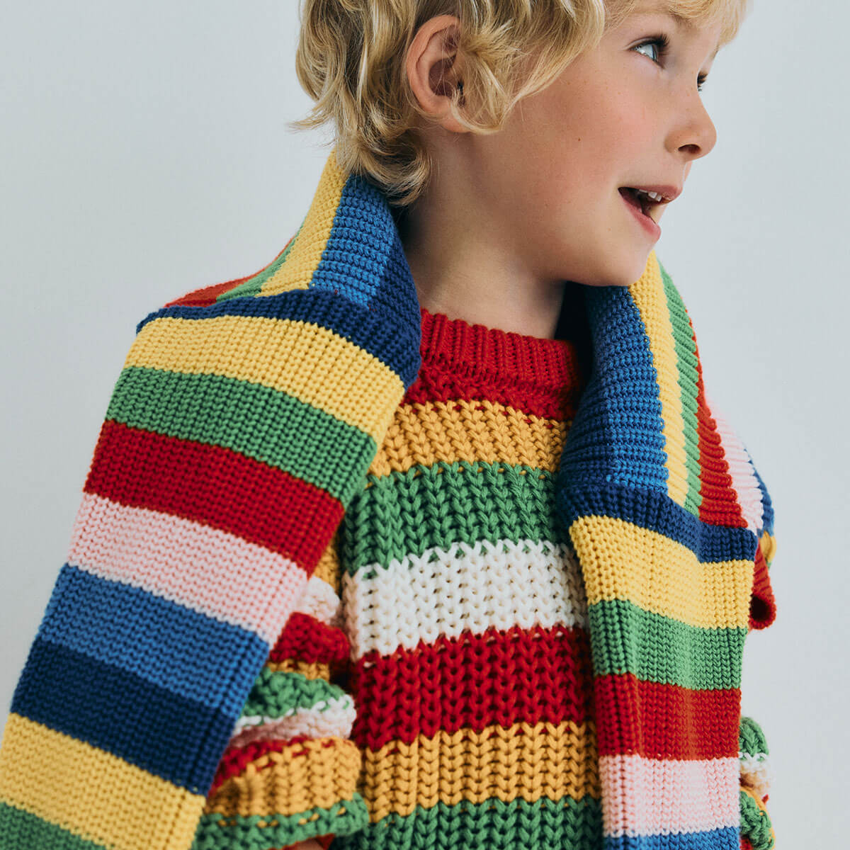Canela Jumper in Tulip Red Multicolour Stripes by The New Society