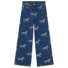 Horses Embroidery Berta Denim Pants by The Tiny Big Sister