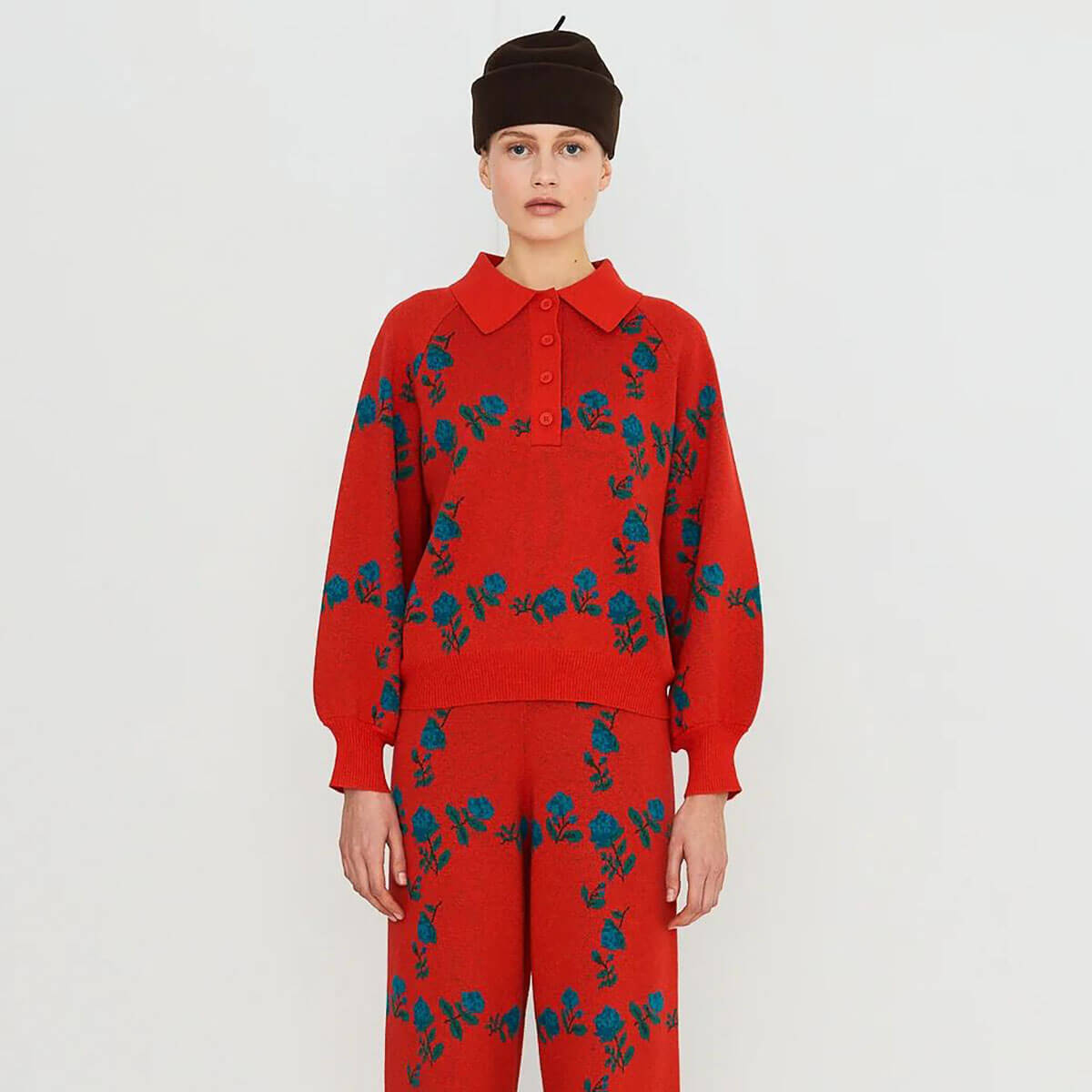 Roses Polo Sweater in Red by The Tiny Big Sister