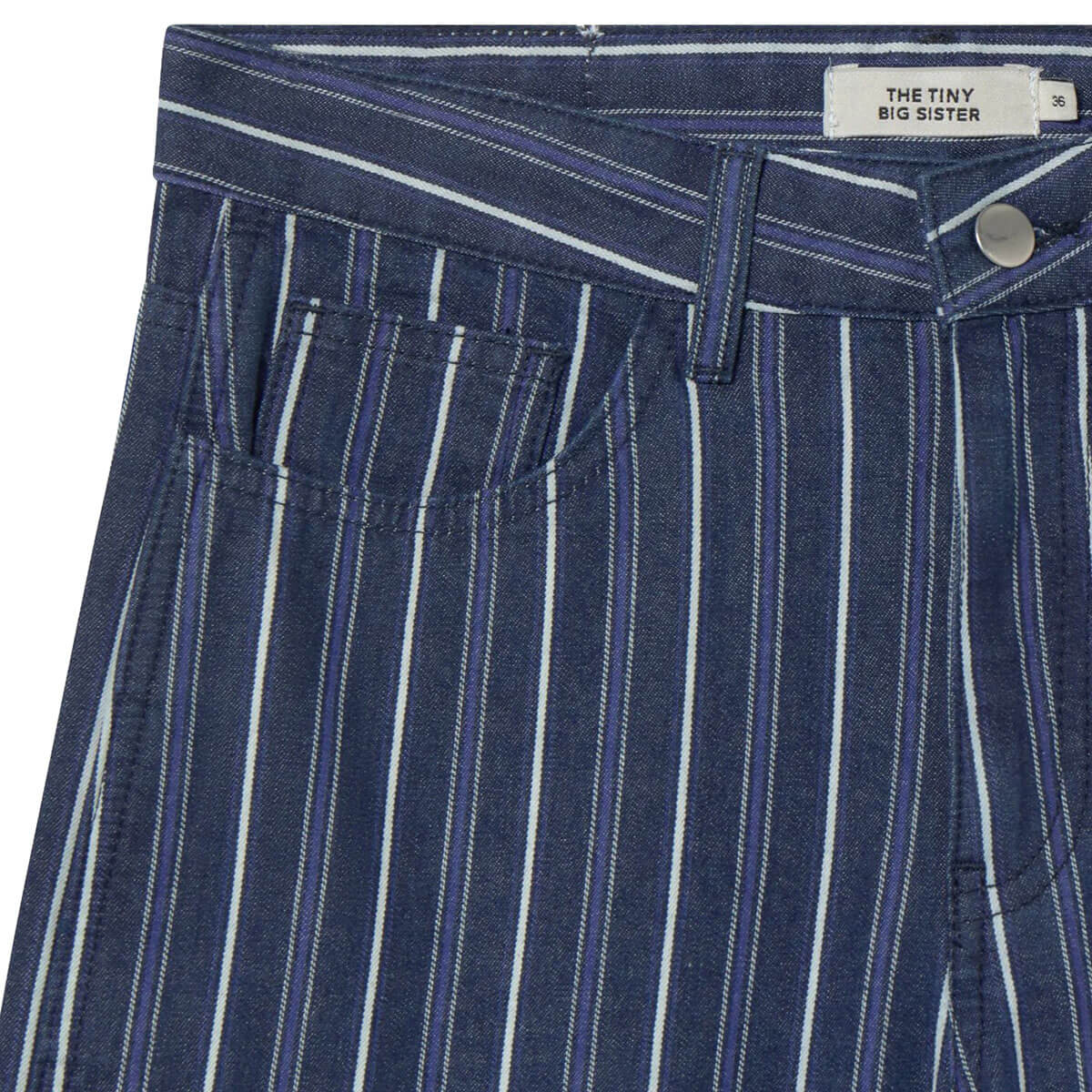 Striped Berta Long Denim Pants in Dark Wash by The Tiny Big Sister