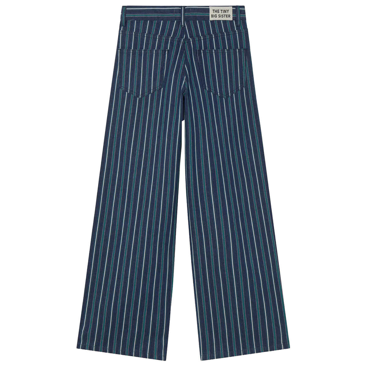 Striped Berta Long Denim Pants in Medium Wash by The Tiny Big Sister