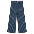 Striped Berta Long Denim Pants in Medium Wash by The Tiny Big Sister