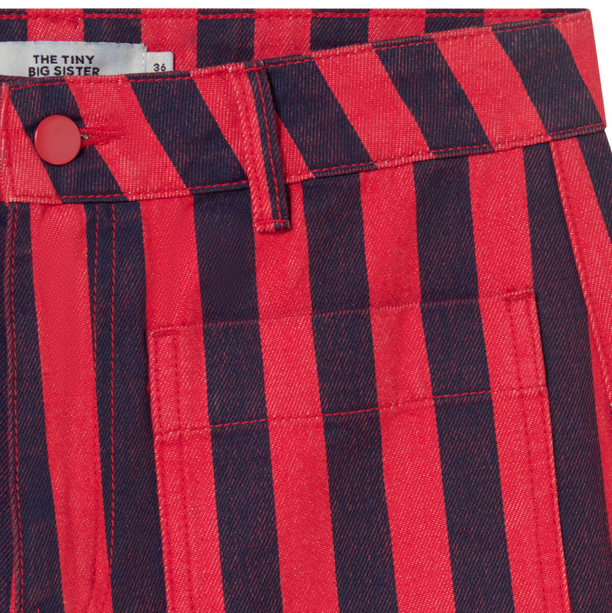 Stripes Denim Pants in Dark Red / Navy by The Tiny Big Sister