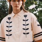 Flowers Shirt in Off White by The Tiny Big Sister - Last Ones In Stock - UK 6-8