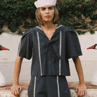 Sailor Neck Blouse in Navy by The Tiny Big Sister