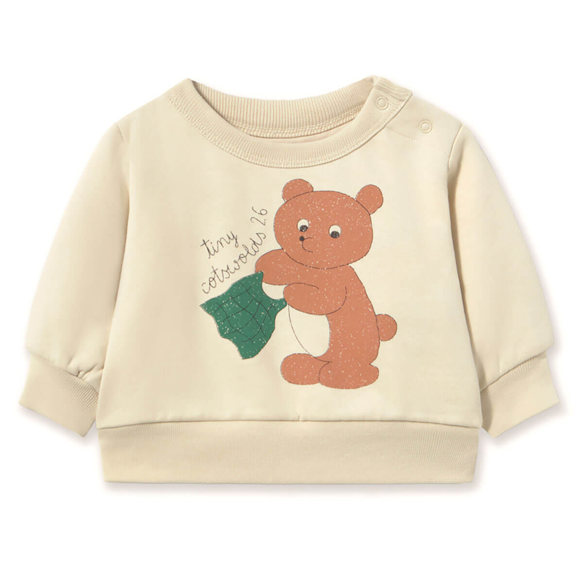 Bear Graphic Baby Sweatshirt in Sandstone by Tinycottons