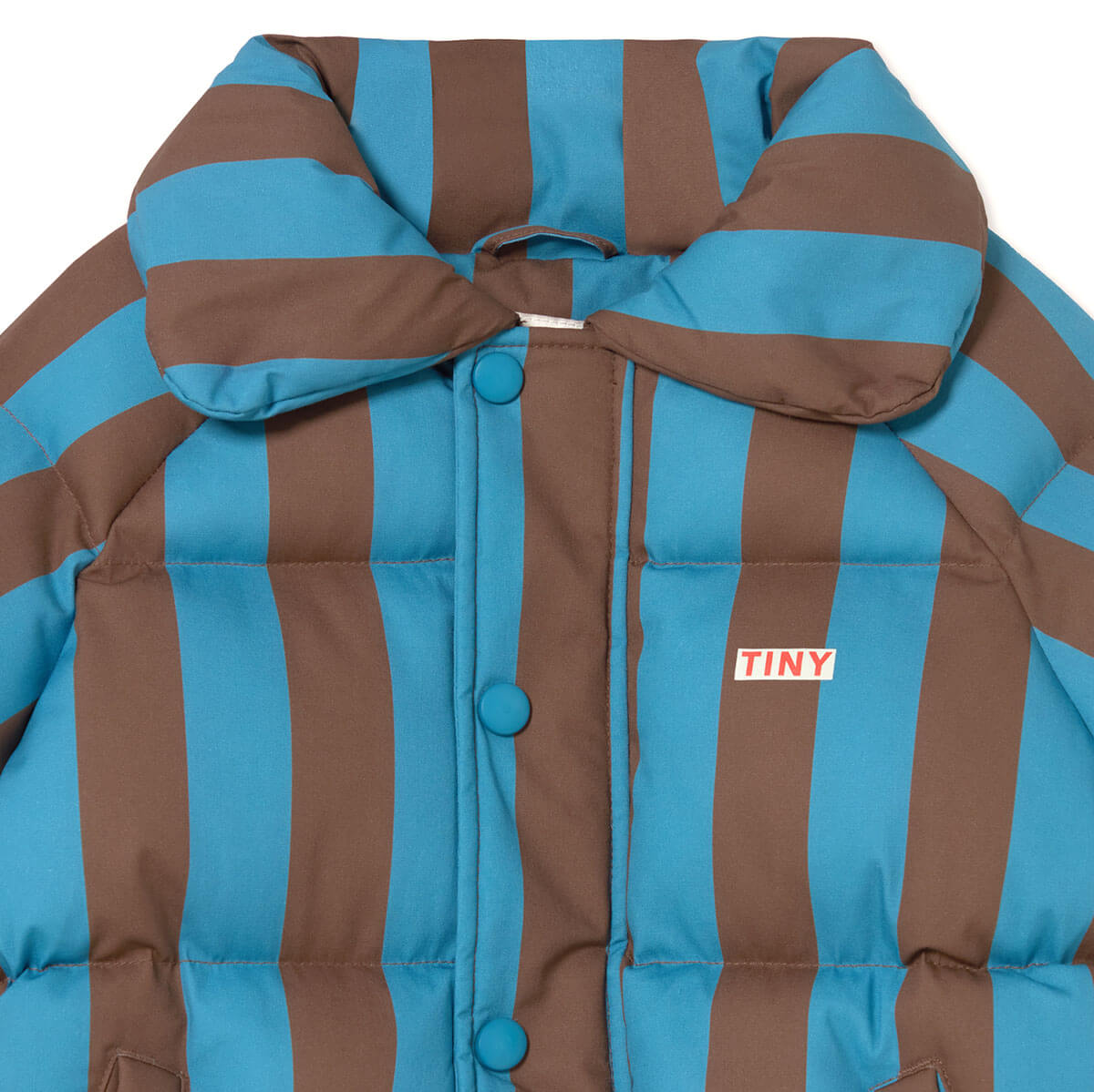 Blue Cacao Stripes Short Padded Jacket in Dark Cyan by Tinycottons