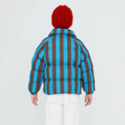 Blue Cacao Stripes Short Padded Jacket in Dark Cyan by Tinycottons
