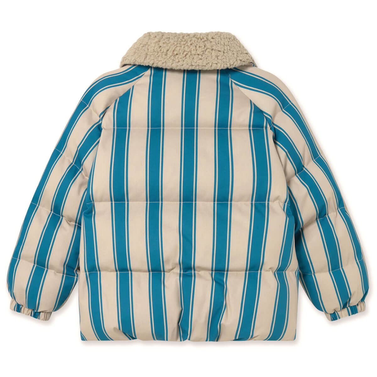 Blue Retro Stripes Padded Jacket in Dark Vanilla by Tinycottons