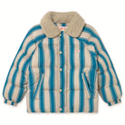 Blue Retro Stripes Padded Jacket in Dark Vanilla by Tinycottons