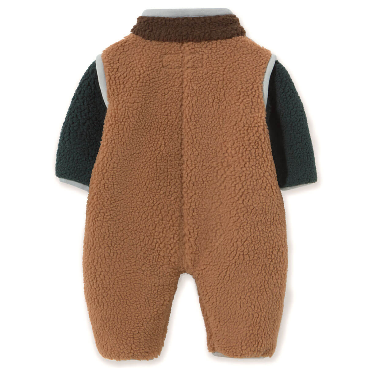 Color Block Sherpa Baby One-Piece in Light Brown by Tinycottons