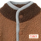 Color Block Sherpa Baby One-Piece in Light Brown by Tinycottons