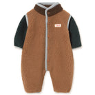 Color Block Sherpa Baby One-Piece in Light Brown by Tinycottons