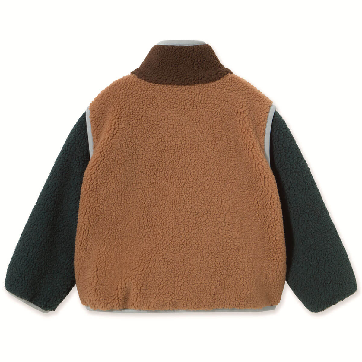 Color Block Sherpa Jacket in Light Brown by Tinycottons