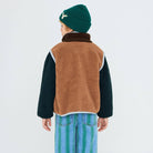 Color Block Sherpa Jacket in Light Brown by Tinycottons