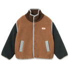 Color Block Sherpa Jacket in Light Brown by Tinycottons