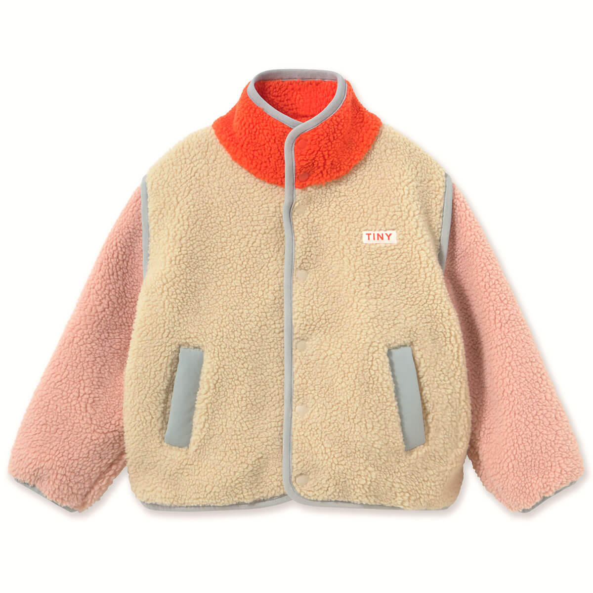 Color Block Sherpa Jacket in Vanilla by Tinycottons